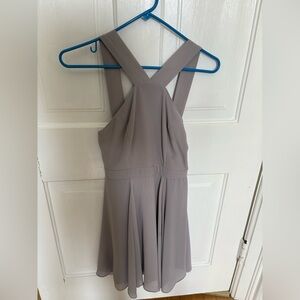 Lulu's Gray Pleated Halter Sundress